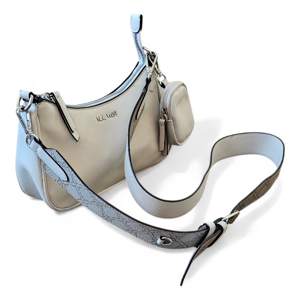 Nine West Cream Crossbody Shoulder Bag with Detachable Coin Pouch